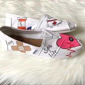 TOMS Customized Nurse Shoes Painted RN